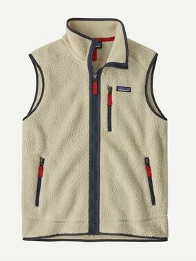 Patagonia Men's Retro Pile Fleece Vest in Pelican w Smolder Blue size Medium